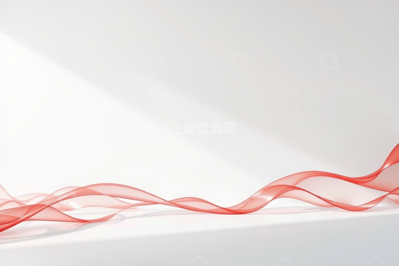 高清大图下载【趣麦麦图】白色背景红色飘动丝绸画面