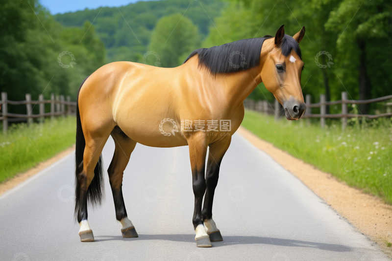 高清大图下载【趣麦麦图】道路上站立的骏马