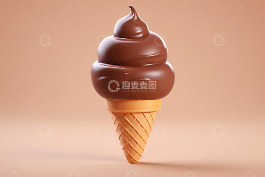 巧克力冰淇淋甜筒特写