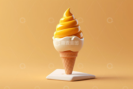 双色冰淇淋甜筒特写