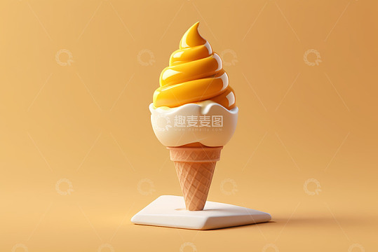 双色冰淇淋甜筒特写