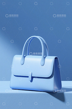 浅蓝色时尚手提包静物素材