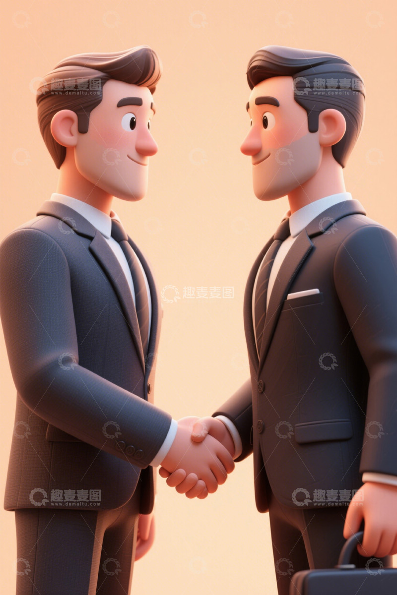 高清大图下载【趣麦麦图】商务人士握手达成合作