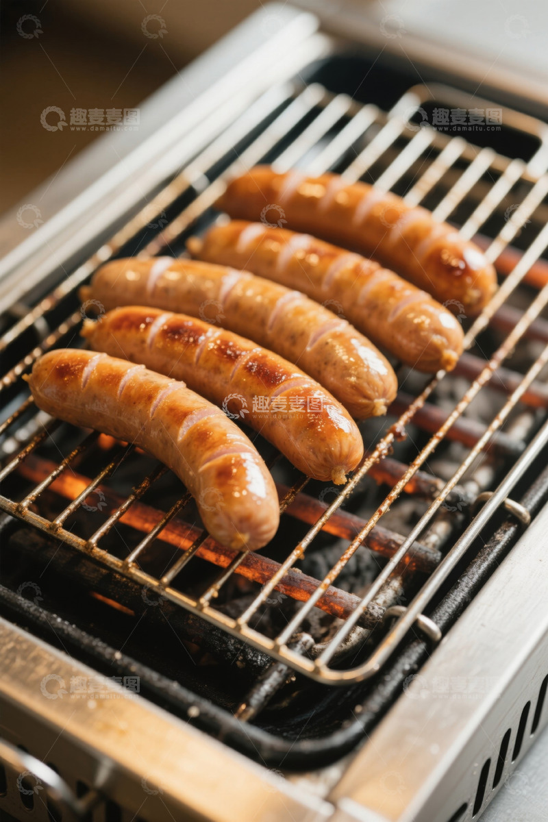 高清大图下载【趣麦麦图】烤架上烤制的香肠
