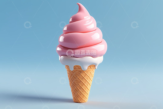 粉色冰淇淋甜筒特写