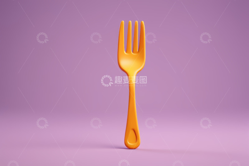 高清大图下载【趣麦麦图】橙色叉子静物特写