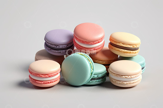 多彩马卡龙堆叠静物