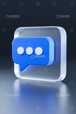 蓝色聊天图标3D立体素材