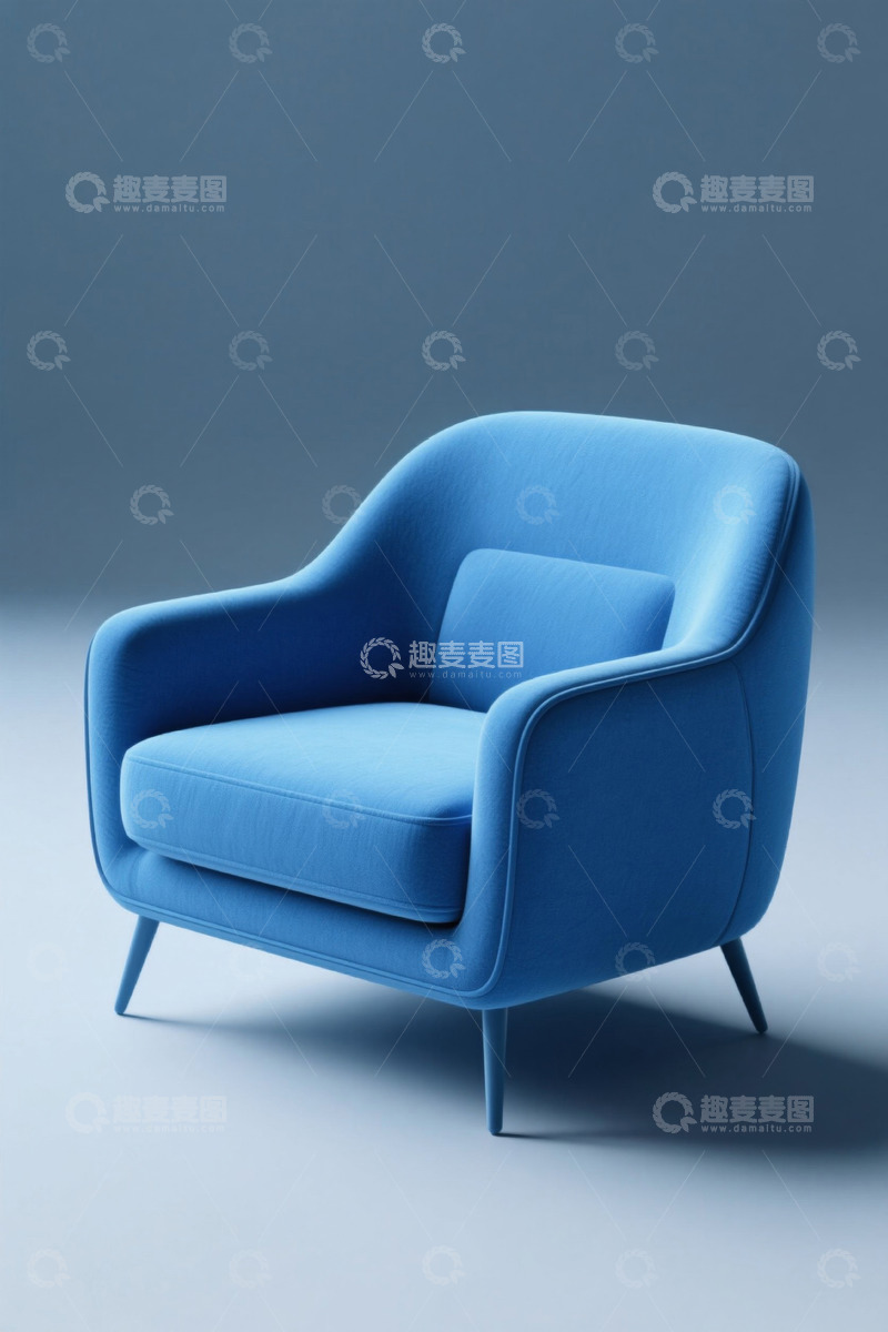 高清大图下载【趣麦麦图】蓝色现代单人沙发