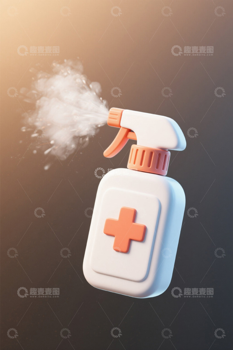 高清大图下载【趣麦麦图】医疗清洁喷雾瓶喷洒画面