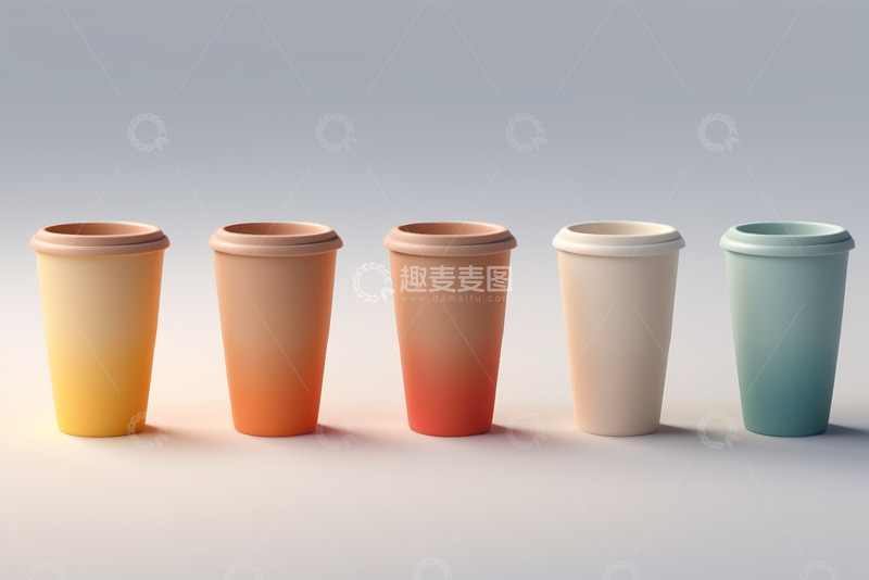 高清大图下载【趣麦麦图】多彩渐变色调咖啡杯展示