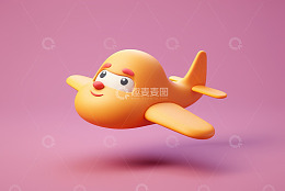 卡通橙色飞机3D形象