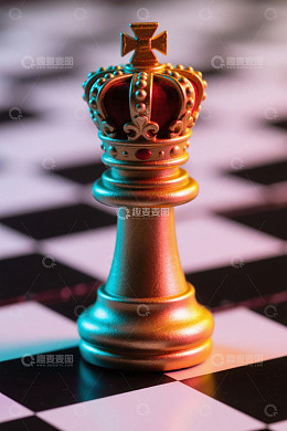 棋盘上的金色国际象棋王棋子