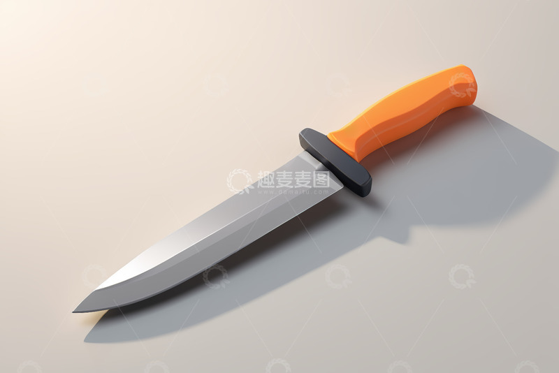 高清大图下载【趣麦麦图】橙色手柄锋利金属刀具