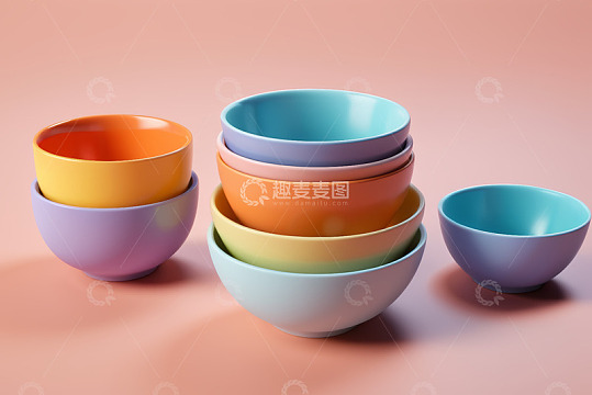 彩色碗堆叠静物