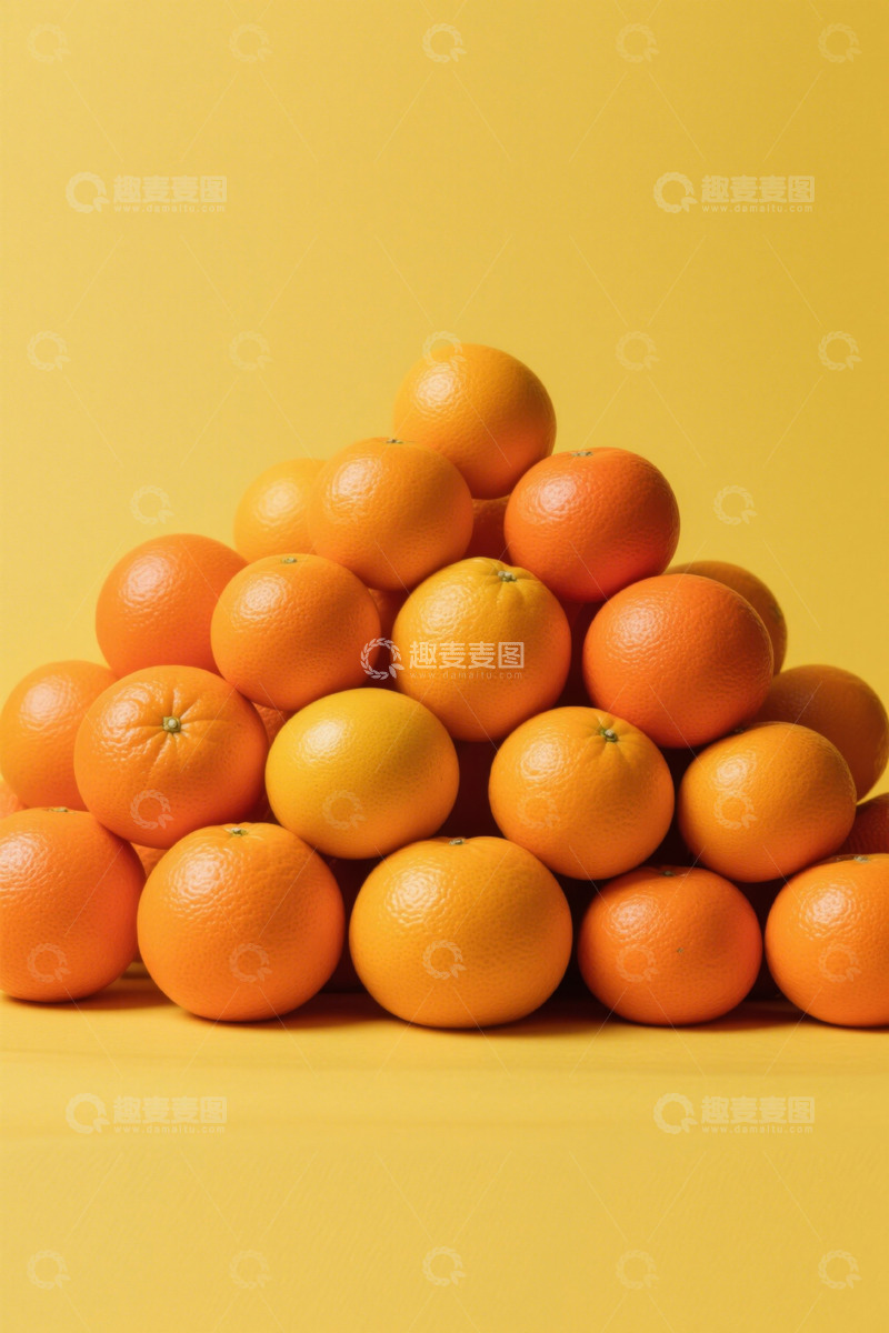 高清大图下载【趣麦麦图】金字塔形堆叠的新鲜橙子