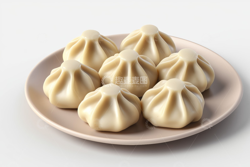 高清大图下载【趣麦麦图】盘中摆放的多个包子
