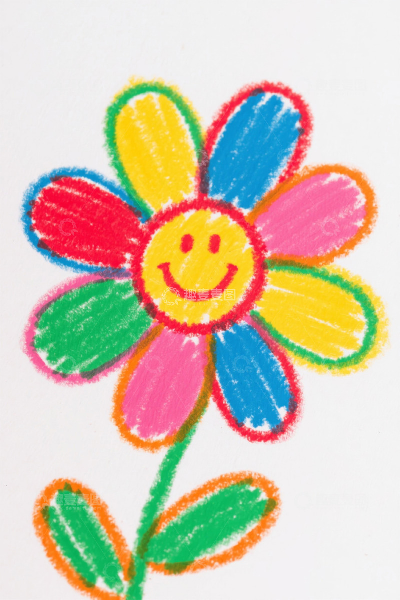 高清大图下载【趣麦麦图】彩色手绘笑脸花朵图案
