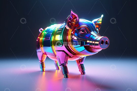 炫彩金属质感小猪摆件