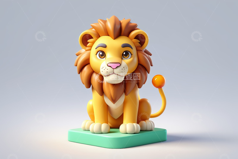 高清大图下载【趣麦麦图】卡通狮子3D模型