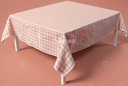 粉色格子桌布覆盖的桌子