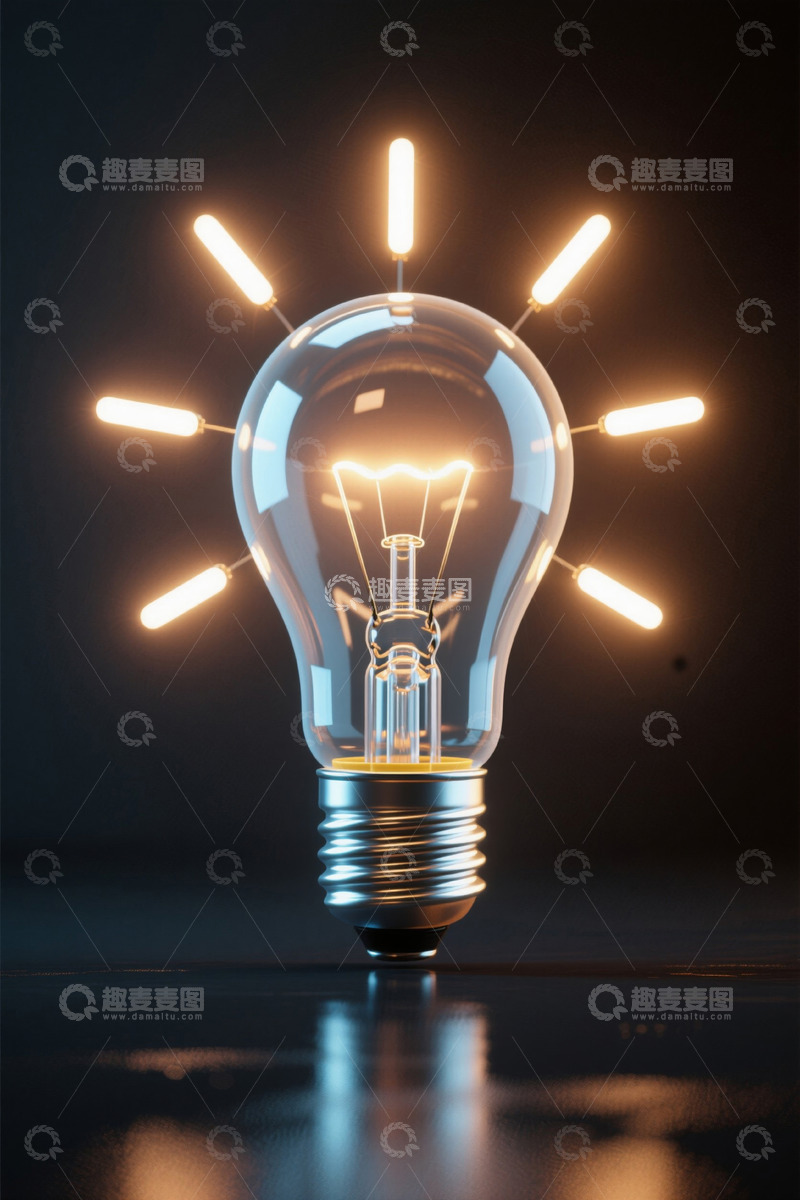 高清大图下载【趣麦麦图】-发光创意灯泡素材