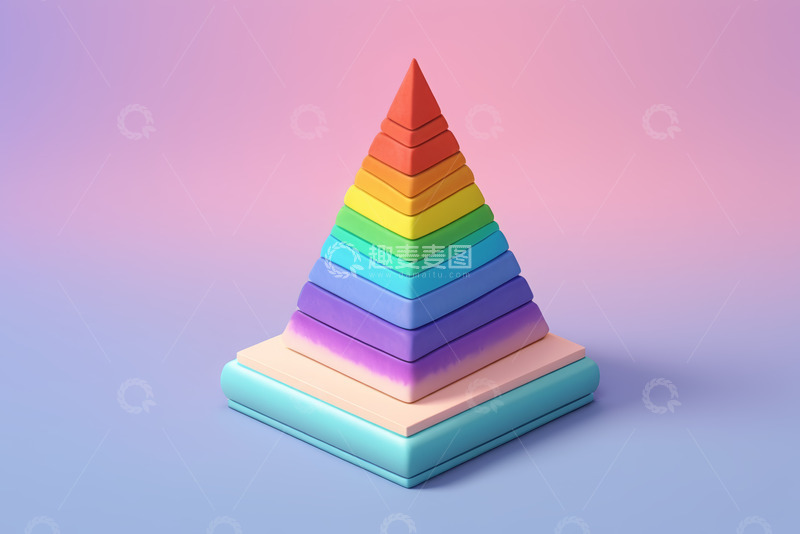 高清大图下载【趣麦麦图】彩色渐变金字塔立体模型