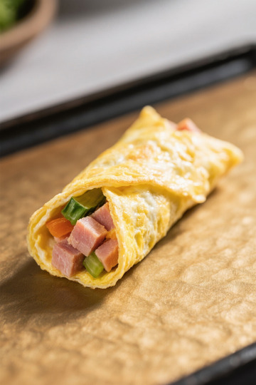 火腿蔬菜鸡蛋卷美食特写