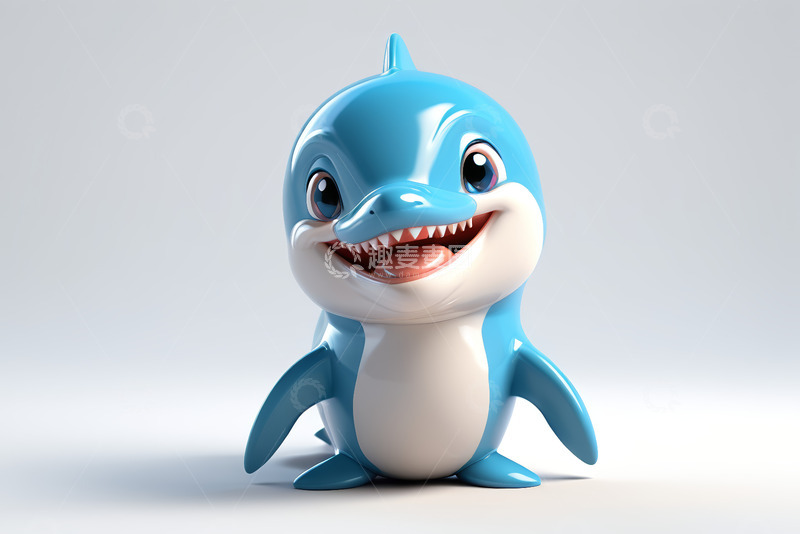 高清大图下载【趣麦麦图】可爱蓝色卡通海豚形象