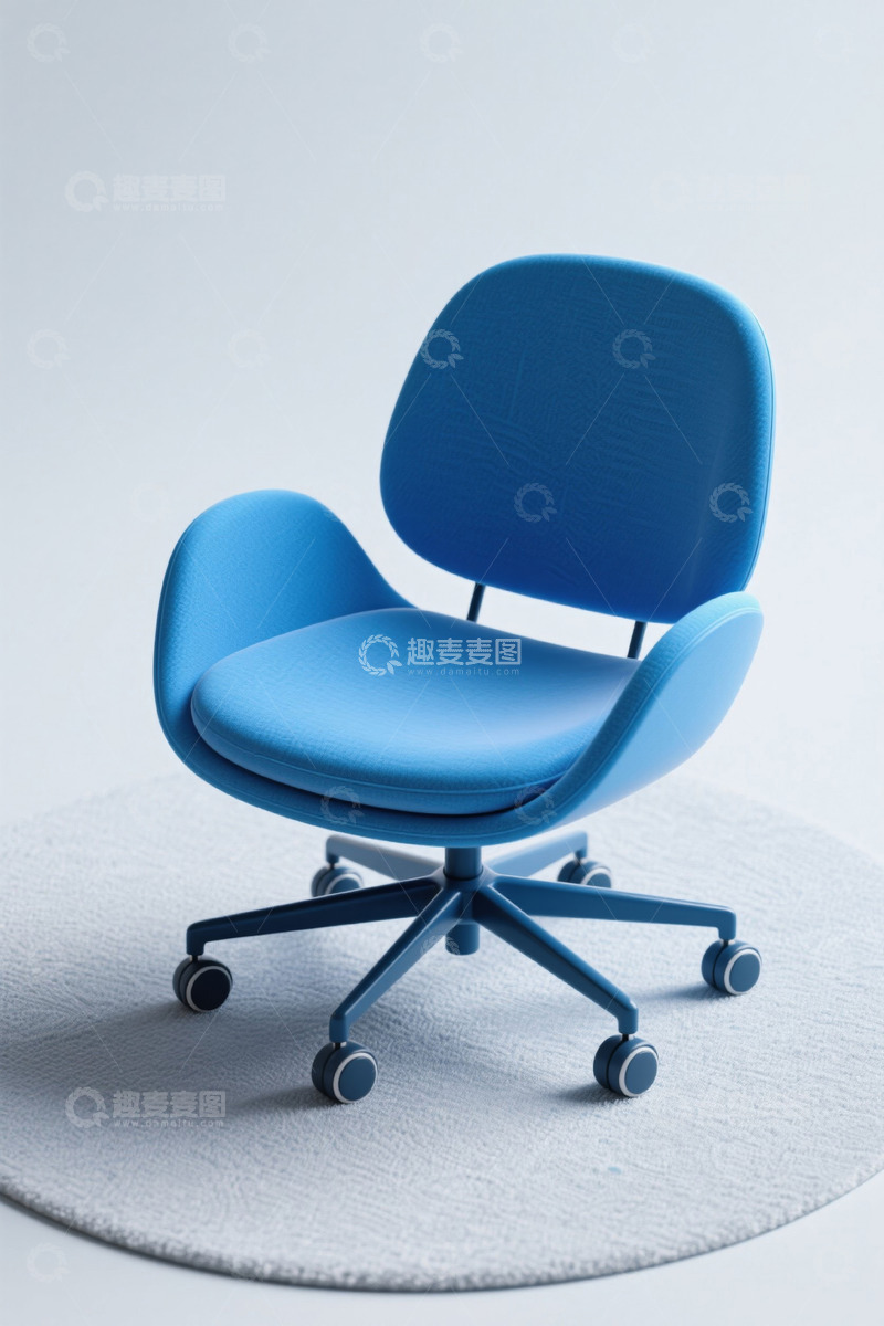 高清大图下载【趣麦麦图】蓝色现代办公椅特写
