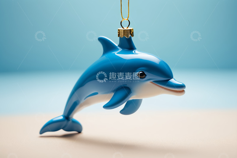 高清大图下载【趣麦麦图】蓝色海豚装饰挂件特写