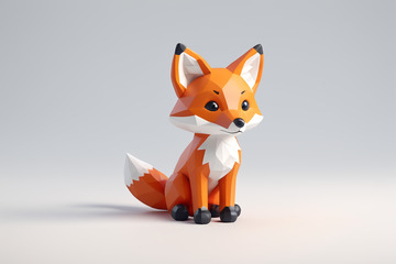 低多边形风格狐狸模型