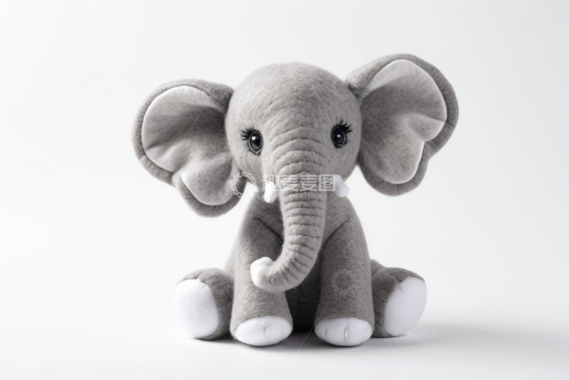 高清大图下载【趣麦麦图】灰色大象毛绒玩具特写