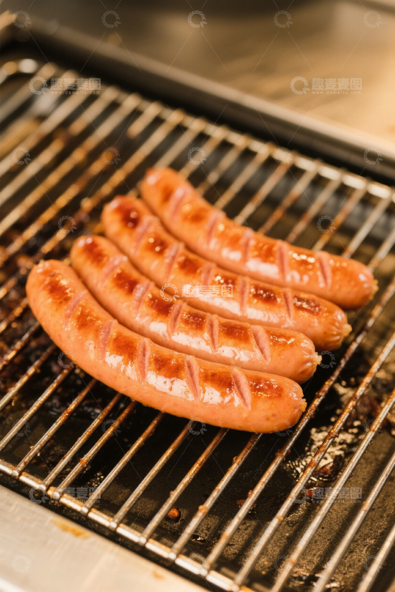 高清大图下载【趣麦麦图】烤架上烤制的香肠