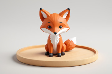 卡通狐狸摆件静物展示