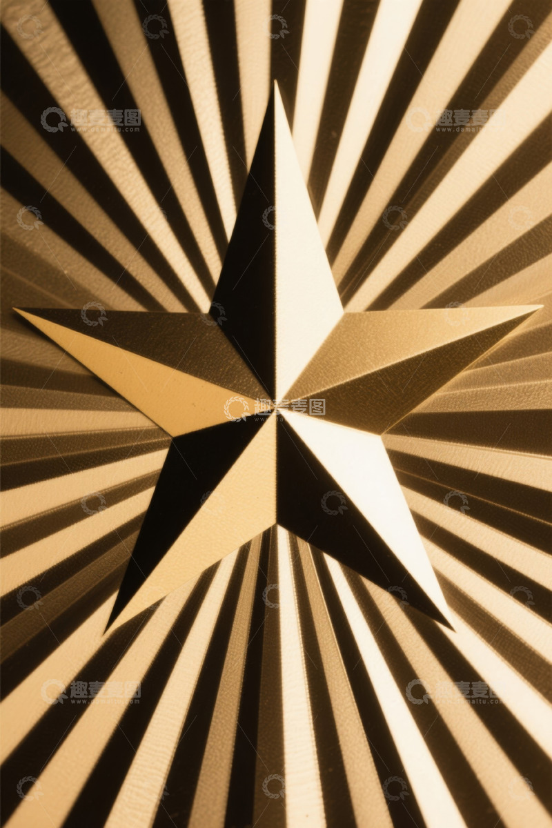 高清大图下载【趣麦麦图】金色五角星与放射状背景图案