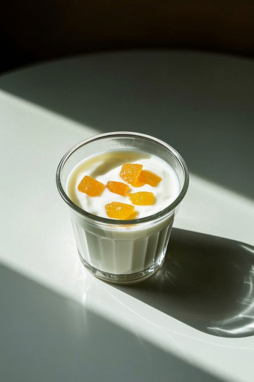 玻璃杯装水果酸奶静物