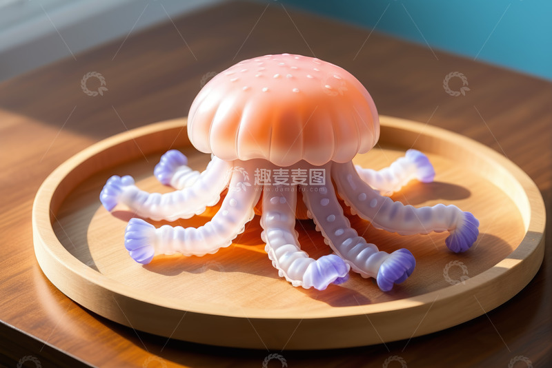 高清大图下载【趣麦麦图】托盘上的水母造型硅胶玩具