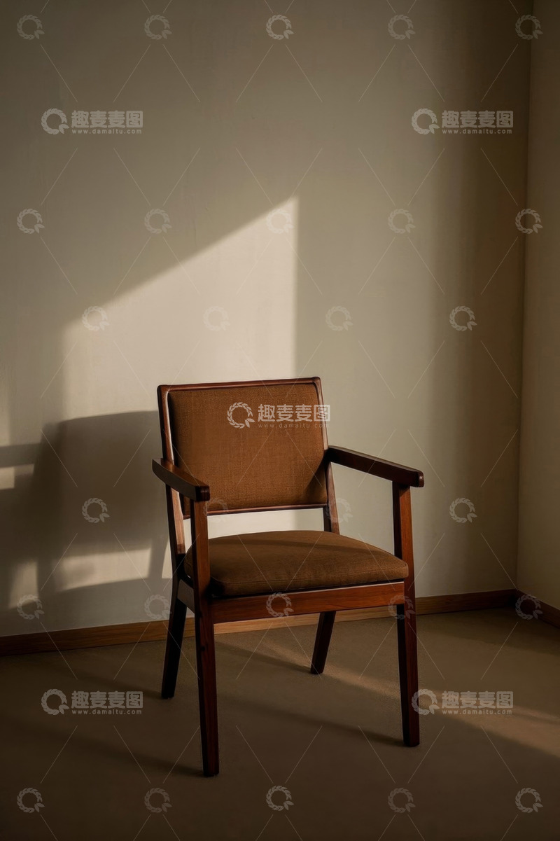 高清大图下载【趣麦麦图】室内角落的木质扶手椅