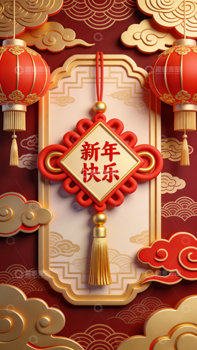 高清大图下载【趣麦麦图】新年快乐吉祥如意