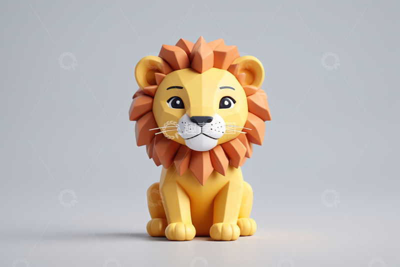 高清大图下载【趣麦麦图】卡通风格小狮子3D模型