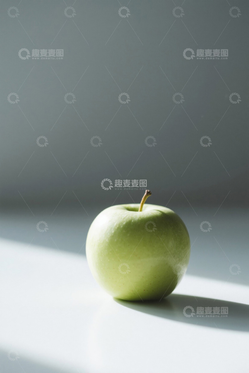 高清大图下载【趣麦麦图】单颗青苹果静物特写
