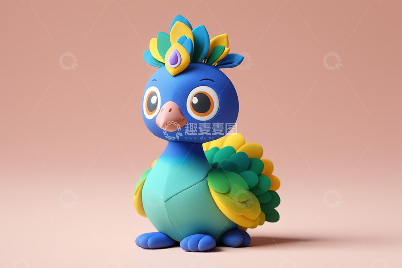 高清大图下载【趣麦麦图】可爱蓝色动画小鸟形象