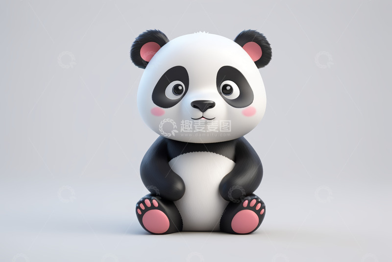 高清大图下载【趣麦麦图】可爱卡通熊猫坐姿形象