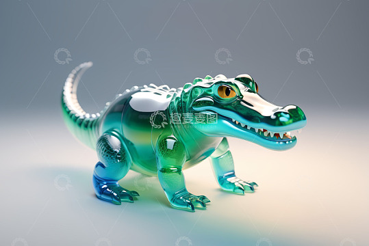 绿色透明鳄鱼动画形象