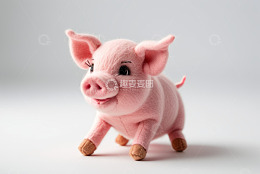 粉色毛绒小猪玩偶特写