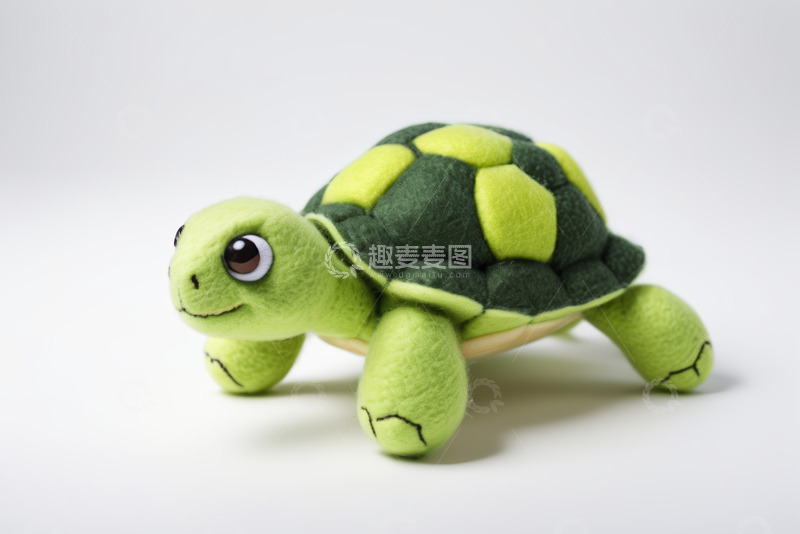 高清大图下载【趣麦麦图】绿色毛绒乌龟玩偶特写