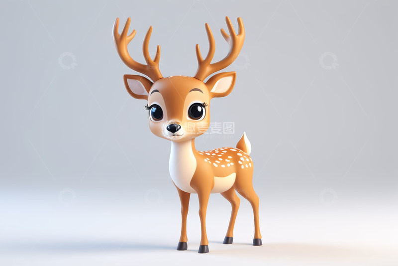 高清大图下载【趣麦麦图】卡通小鹿3D形象展示