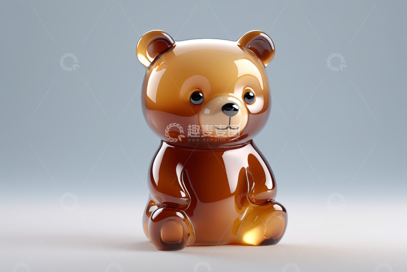 高清大图下载【趣麦麦图】透明质感小熊3D模型