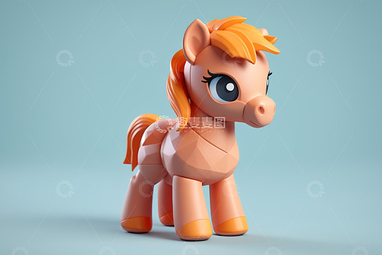 橙色卡通小马3D模型